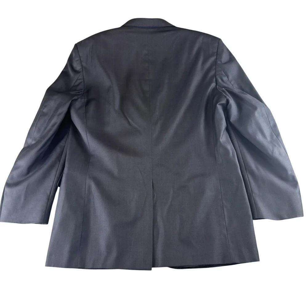 Jos A Bank Mens 44L Gordon Wool‎ Blazer Jacket Charcoal Grey Windowpane Check